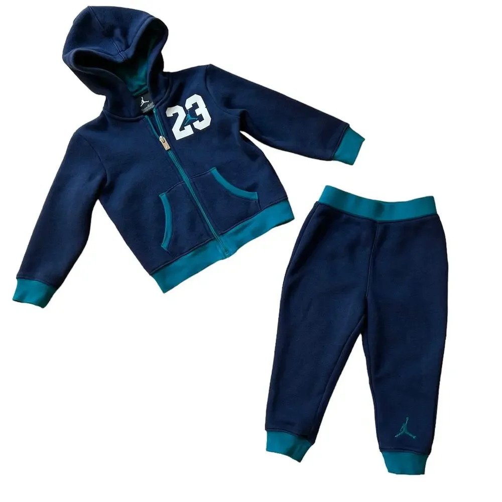 Nike Jordan Jumpman Teal Navy Matching 3-Piece Jogger Sweatsuit Set 24Months
